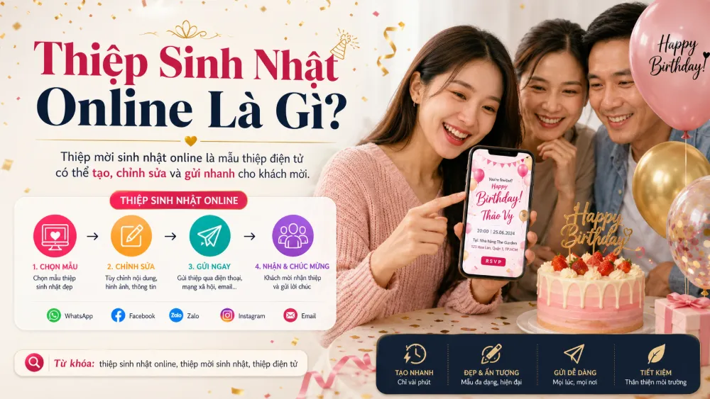 Tạo Thiệp Sinh Nhật Online Miễn Phí: Chọn Mẫu, Chèn Ảnh Và Gửi Link Trong 3 Phút