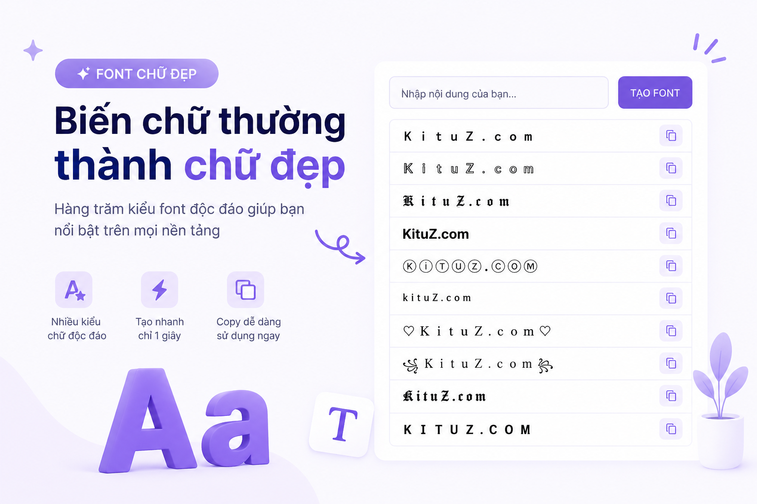 Tạo Kí Tự Đặc Biệt Và Font Chữ Đẹp với KituZ