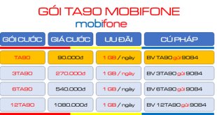 Gói cước 12TA90 MobiFone