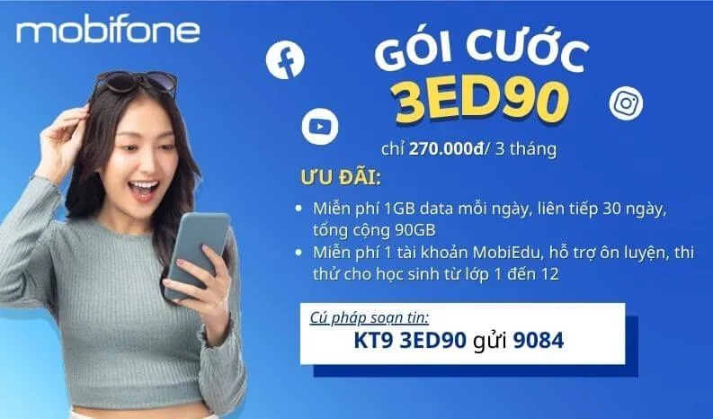 Gói cước 3ED90 MobiFone